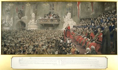 1900年にロンドンのギルドホールで行われたシティ・インペリアル・ボランティア。   作： John Henry Frederick Bacon