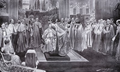 カンタベリー大司教、ウェストミンスター寺院、ロンドン、1902年にエドワード7世の王冠 作： John Henry Frederick Bacon