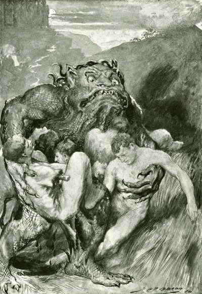 邪悪な悪魔は、激しい貪欲で貪欲に彼らをつかみました 作： John Henry Frederick after Bacon