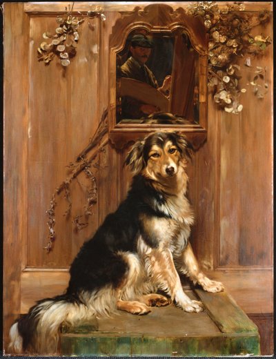 犬と鏡（キャンバスに油彩） 作： John Henry Lorimer