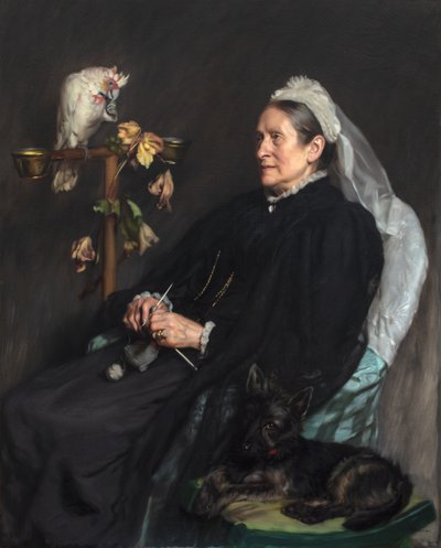 老婦人とペットたち（ウィリアム・ソマヴィル夫人撮影 作： John Henry Lorimer
