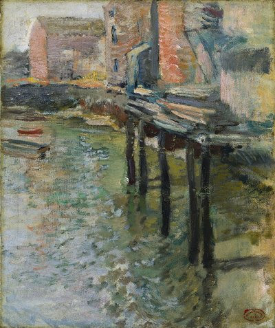 捨てられた埠頭コスコブのオールドミル、c.1900-1902。 作： John Henry Twachtman
