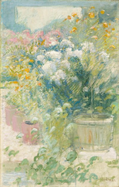 温室で、1895年頃（キャンバスに油彩） 作： John Henry Twachtman