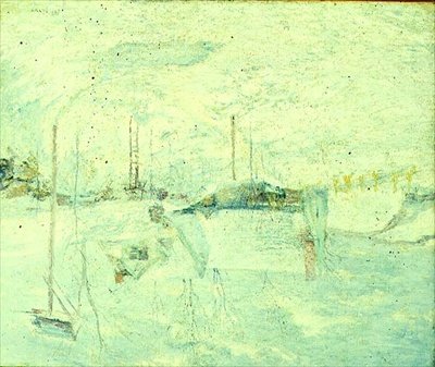 ラスト・タッチ・オブ・サン（油彩・キャンバス 作： John Henry Twachtman