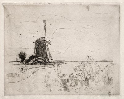 オランダ、ミルと雑草 作： John Henry Twachtman