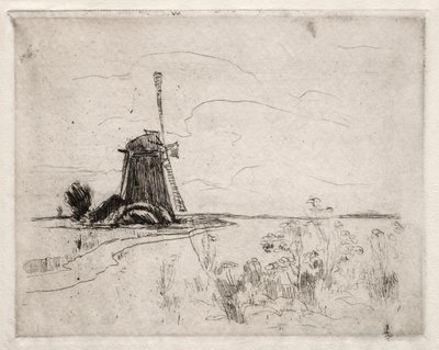 ミルと雑草、オランダ。 作： John Henry Twachtman