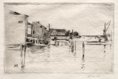 ドック、ブリッジポート、コネチカット。 作： John Henry Twachtman