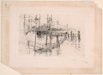 ブリッジポートのオールド・トールハウス（大皿） 作： John Henry Twachtman