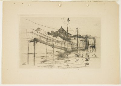 ブリッジポートの古い料金所（小皿）、1888-1889 作： John Henry Twachtman