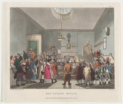 ボウ ストリート オフィス、1808 年 3 月 1 日、1808 年 3 月 1 日。 作： John Hill
