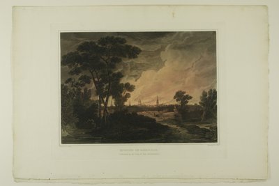 Burning of Savannah、Picturesque Views of American Scenery の 2 番目の番号のプレート 4 作： John Hill