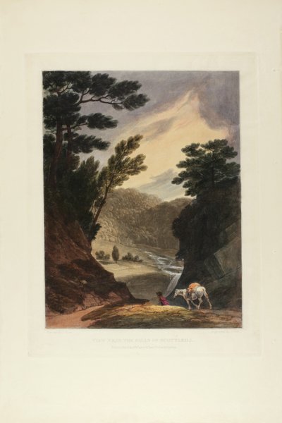 ペンシルベニア州スクールキル滝の近くの眺め、1819-21年のアメリカの風景の最初の数の美しい景色 作： John Hill