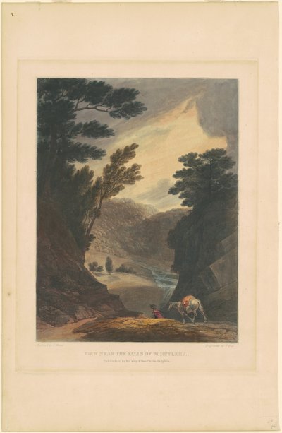 Schuylkillの滝の近くを見る 作： John Hill, after Joshua Shaw