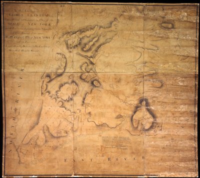 彼の卓越性にジョージクリントン、Esq。 。 。ニューヨーク市とその近郊のこの計画。 。 。、1785（布で裏打ちした紙に黒とカラーのインク、黒の鉛筆、カラーウォッシュ） 作： John Hills