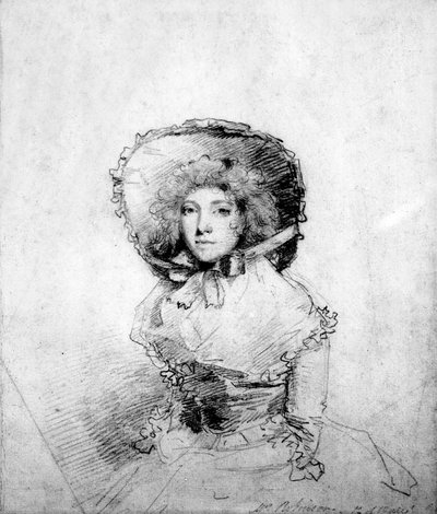 メアリー &39;Perdita&39;ロビンソン（紙にチョーク） 作： John Hoppner