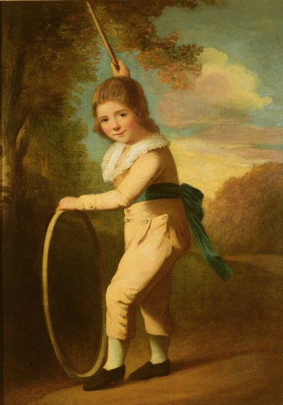 フープとスティックを持つマスターウィリアムモーガンの肖像画 作： John Hoppner