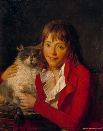 子供と猫の絵 ジョン・ホップナー（1758-1810） 19世紀 パリ、オルセー美術館 作： John Hoppner