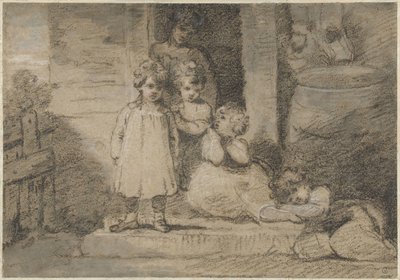 4人の子供と年長の女の子 作： John Hoppner
