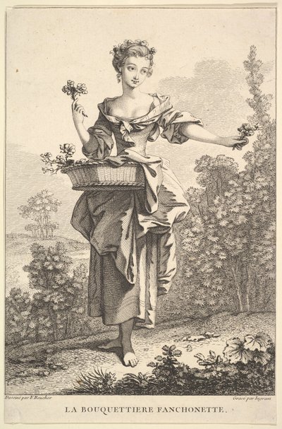 フラワー ガールのファンショネット、1741 年から 63 年。 作： John Ingram
