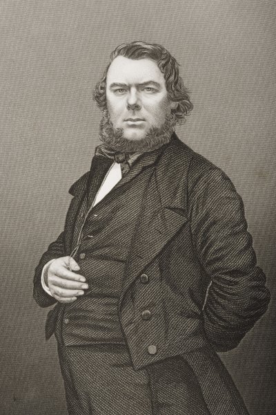 1860年にロンドンで出版された「著名な人物の応接室、第2巻」の写真からDJパウンドが彫刻したヒューストウェルブラウン（1823-86） 作： John Jabez Edwin Paisley Mayall