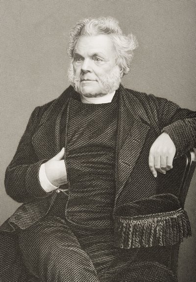 ジョン・エンジェル・ジェームズ（1785-1859）、DJパウンドが1860年にロンドンで出版した「著名な人物の応接室、第2巻」の写真から彫刻 作： John Jabez Edwin Paisley Mayall