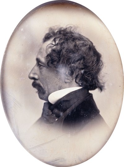 チャールズディケンズとして識別される紳士の横顔の肖像、1853年から1855年 作： John Jabez Edwin Paisley Mayall