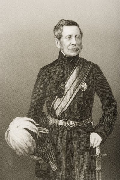 ジョンフォックスバーゴイン卿（1782-1871）は、DJパウンドが「著名な人物の応接室、第2巻」の写真から1860年にロンドンで出版したものを彫刻したものです。 作： John Jabez Edwin Paisley Mayall