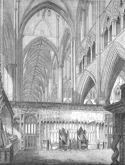 聖エドワーズチャペルから西を望む身廊、ウェストミンスター寺院、1845 作： John Jackson