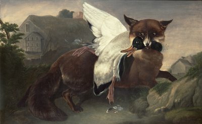 キツネとガチョウ 1835年頃 油彩・カンヴァス 作： John James Audubon