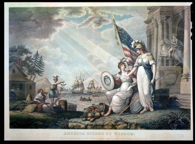 アメリカは知恵によって導かれ、ベンジャミン・タナー（1775-1848）によって刻まれた1815 作： John James after Barralet