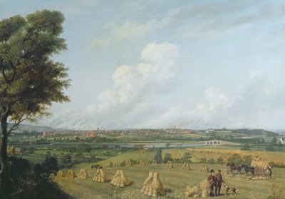 ペンワーサム丘からのプレストンの眺め、1821年頃 作： John Jenkinson