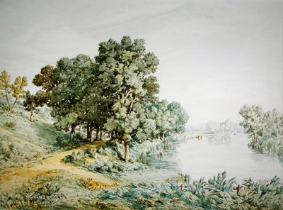 ヤーレ川のポストウィック・グローブ （紙に水彩画） 作： John Joseph Cotman