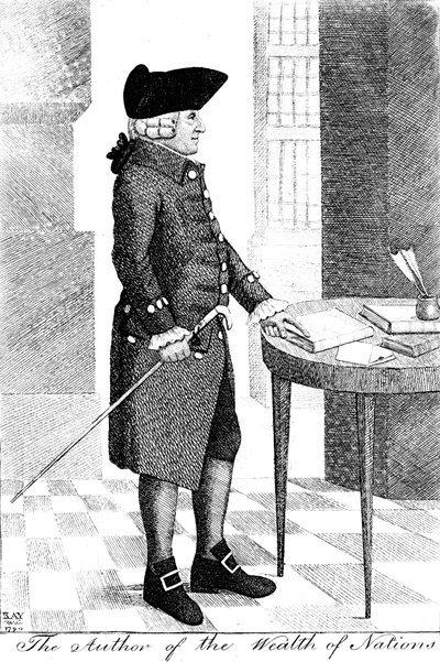 アダム・スミス1723-1790、スコットランドの哲学者および経済学者、1790 作： John Kay