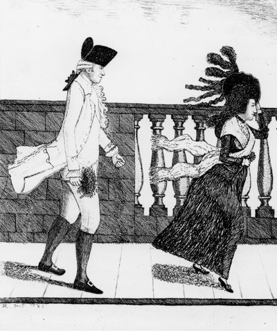 ジェームズグラハム博士がノースブリッジに沿って強風に乗って1785年 作： John Kay