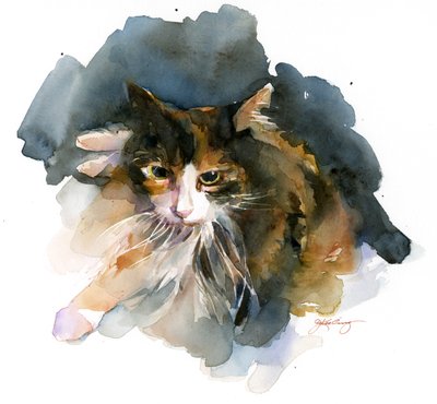 Calico Cat、2015年（水彩） 作： John Keeling