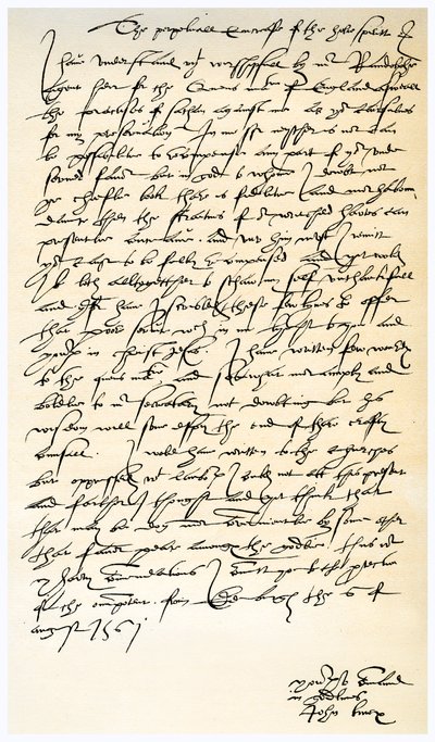 ジョンノックスからニコラススログモートン卿への手紙、1561年8月6日。 作： John Knox