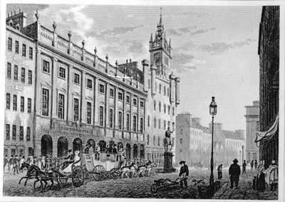 ジョセフスワンによって彫刻された市庁舎、エクスチェンジ、グラスゴーのビュー、1828 作： John Knox