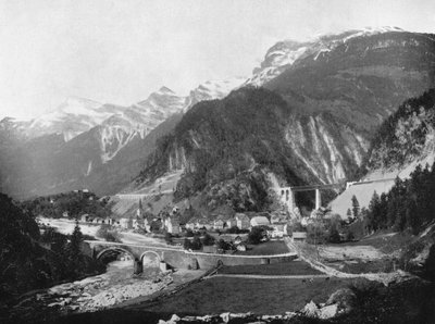 聖ゴッタルド峠と橋、スイス、1893年。 作： John L. Stoddard