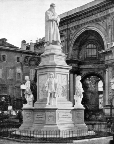 19世紀後半のレオナルドダヴィンチ、ミラノ、イタリアの像。 作： John L. Stoddard