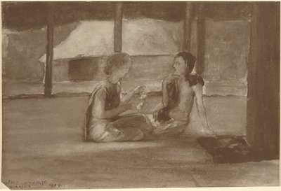 サモアの小屋の女の子 作： John La Farge