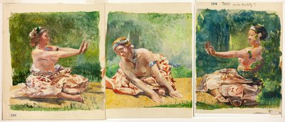 シヴァの踊り：座っている一人の人物のトリプティク 作： John La Farge