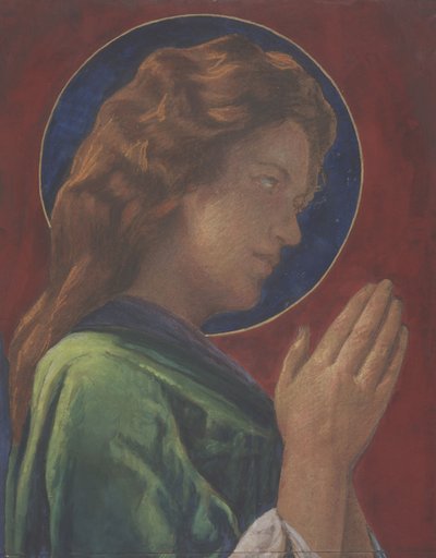 聖人（合板にマウントされた紙にパステルと水彩） 作： John La Farge or Lafarge