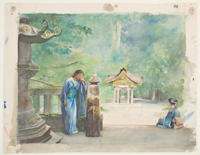 聖光フォント、家光寺（紙のグラファイトの上にトイレ） 作： John La Farge or Lafarge