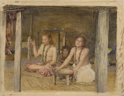シアクムとシヴァがトファエの家でカヴァを作る、1893年 作： John La Farge or Lafarge