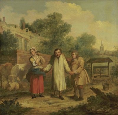 あなたがたの井戸から取り出されたホブ、c.1726（キャンバスに油彩） 作： John Laguerre