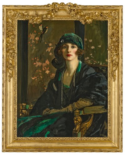 黒と緑の貴婦人フレダ・ダドリー・ウォード夫人 作： John Lavery