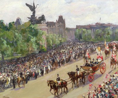 ハイド・パーク・コーナーの国家行列（油彩・キャンバス） 作： John Lavery
