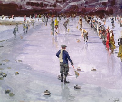 ヴェンゲンのカーリング（油彩・キャンバス） 作： John Lavery