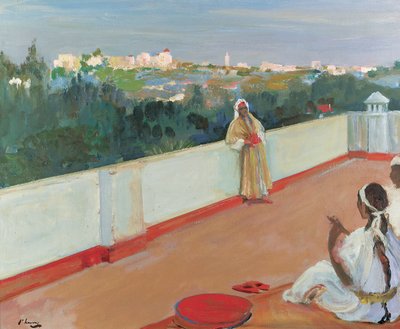 ハウストップの夕べ、タンジール（キャンバスに油彩） 作： John Lavery