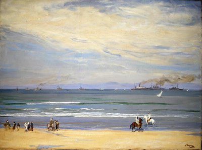 フランスのガンボート、タンジール湾 作： John Lavery